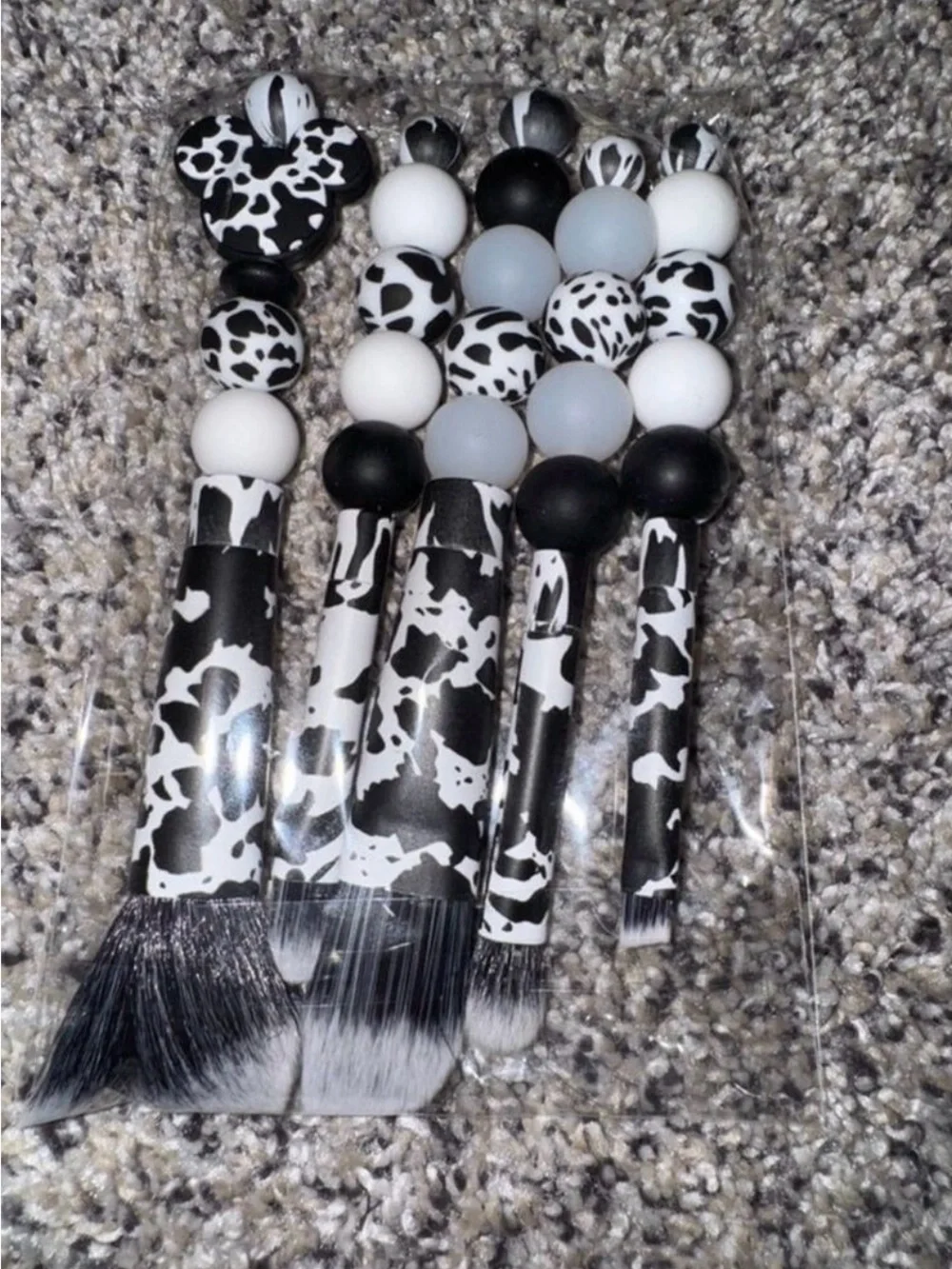 Handmade Cow Print Makeup Brush Set